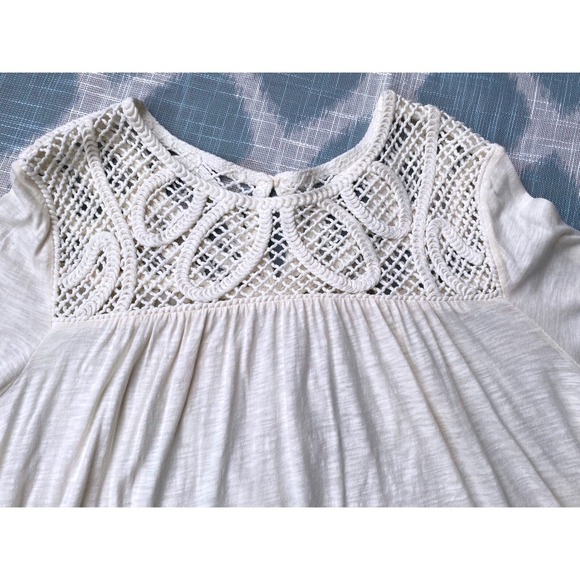 NWOT GAP Crochet Top Long Sleeve Blouse Boho Summer Cream Knit Detail Women's XL - Picture 1 of 6